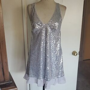 No Boundaries Silver Sequin Mini Dress
